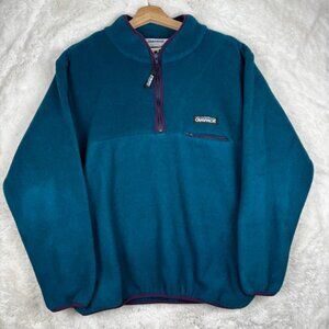 Vintage 80s Campmor Fleece Pullover Sweatshirt 1/4 Zip Size Medium Turquoise USA